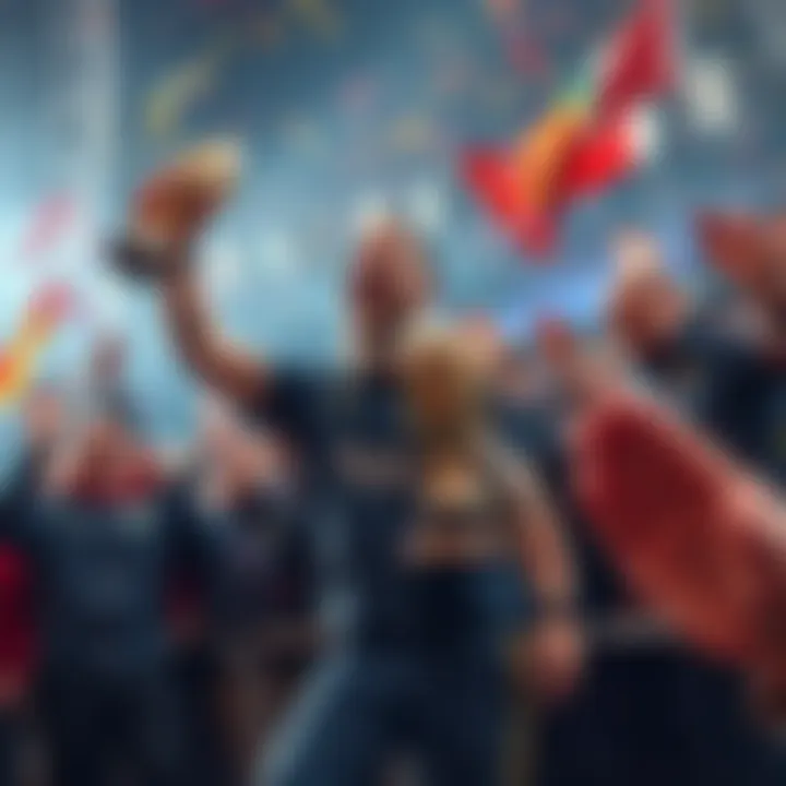 Ricci is celebrating a win surrounded by cheering fans and holding a trophy