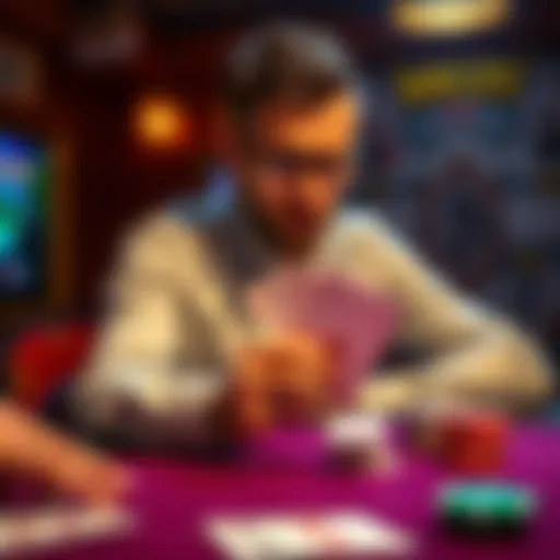 A player contemplating whether to double down on 11 or hit on 12 in a card game setting.