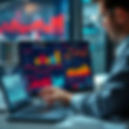 A person analyzing data on a laptop, with charts and graphs displayed, focused on making a strategic decision.