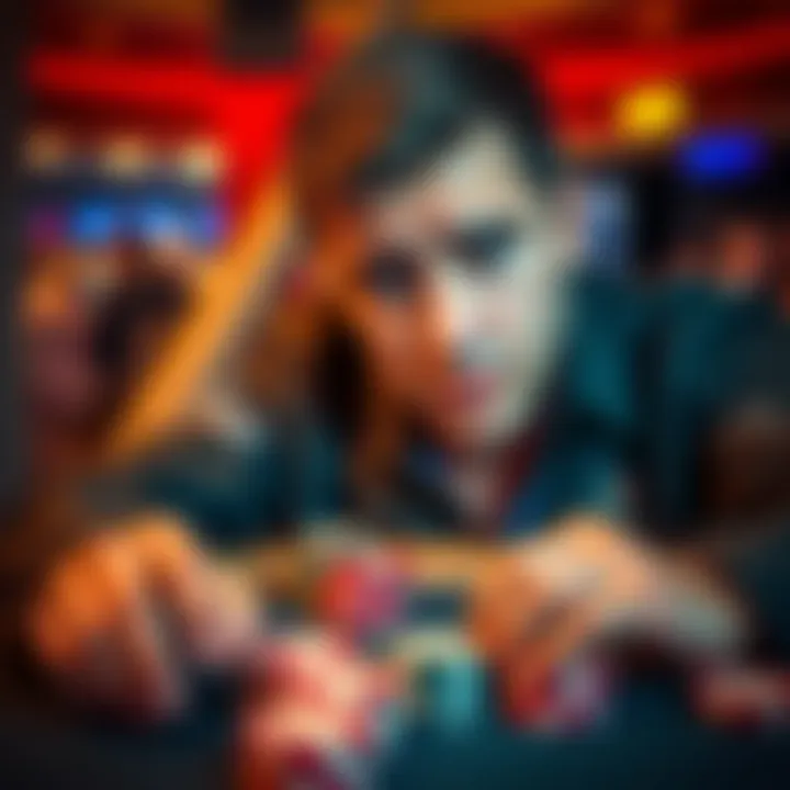 Risks of Switching to PLO A worried poker player looking at their chips while considering switching to Pot-Limit Omaha, showing signs of financial concern.