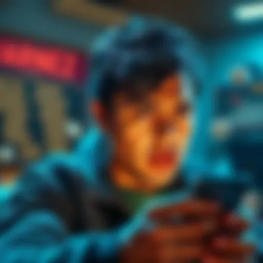 A person looking worried while checking betting odds on a smartphone, with dice and money symbols in the background.