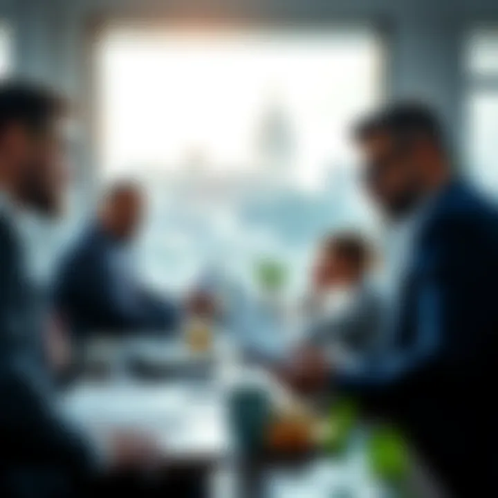 People analyzing financial trends and strategies in a modern office setting, focusing on market risks.