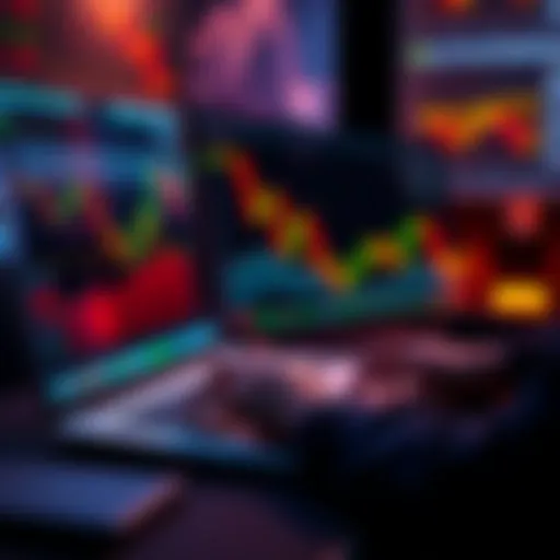 A person analyzing stock charts on a laptop, representing high-risk trading strategies and financial excitement.