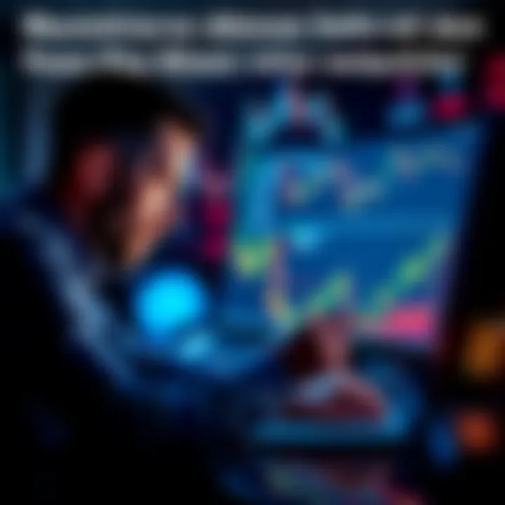 A person analyzing charts and graphs on a laptop, focused on maximizing profits through a high-risk approach.