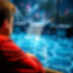 A person contemplating whether to bet or fold while looking at a flowing river.