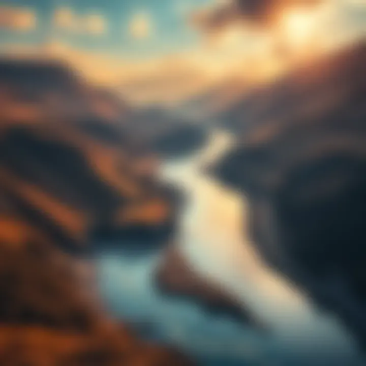 A river winding through hills, showcasing geological folds in the land.
