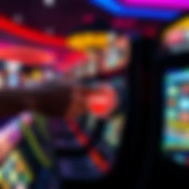 RNG Game with Stop Button A person pressing a Stop Button on a gaming machine in a casino setting, indicating a pause in gameplay.