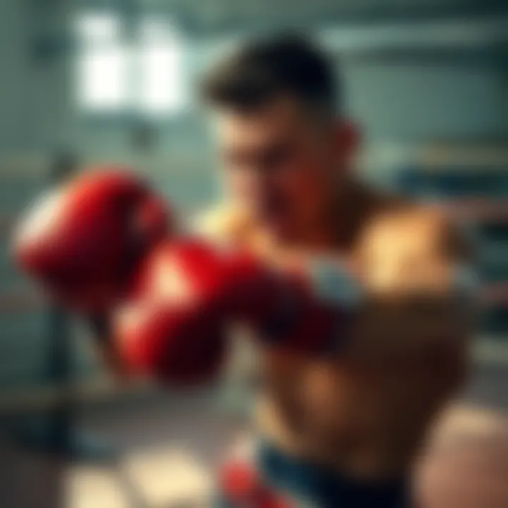 Rolly practicing his boxing skills in the gym, showing determination and focus