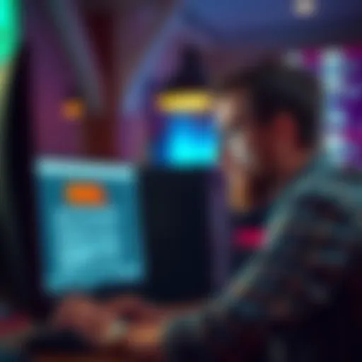 A frustrated player looking at a computer screen showing a denial message from Roobet regarding a $3 million payout