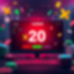 Roobet Account with High Limit Illustration of a Roobet account screen showing a high limit of x20 or more, with gaming icons and currency symbols in the background.