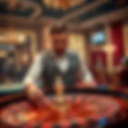 A focused roulette player stands up from the table, preparing to leave with chips in hand, showcasing a mix of determination and caution.