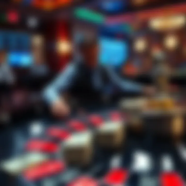 A new player at a roulette table with stacks of twenty-dollar bills, causing a pause in the game