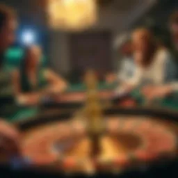 Players engaged in a game of traditional roulette, focusing on the spinning wheel and betting chips.