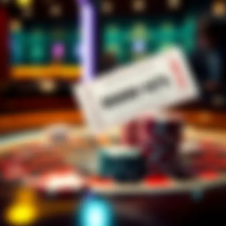 A roulette table with stacked chips and a ticket showing a big win