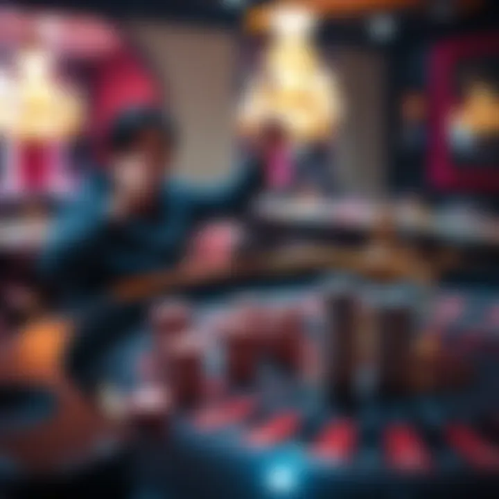 A player at a roulette table celebrating a win, with chips stacked showing a significant profit, conveying excitement and possibility.