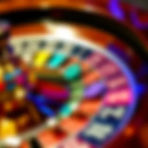 A close-up view of a roulette wheel with colorful chips placed on various numbers, highlighting rare numbers in play.