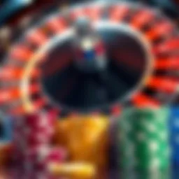 A close-up of a roulette wheel with colorful chips stacked beside it, showing the excitement of a gambling strategy.