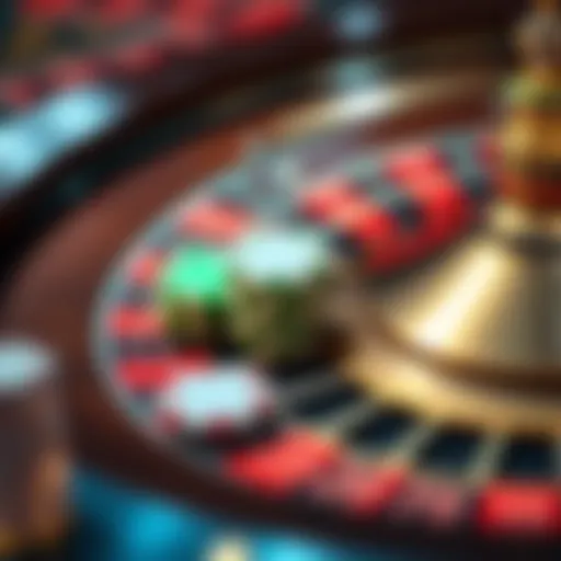 A close-up of a roulette wheel with chips placed on various numbers, showing the excitement of gambling decisions.