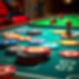Colorful round game cards displayed on a gaming table