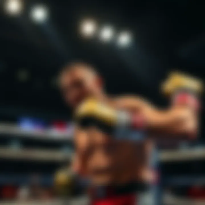 A mixed martial arts fighter in the ring, showcasing determination and focus during the second round of a match.