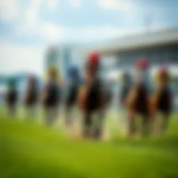 Several racehorses competing on the track during Royal Ascot Day 2