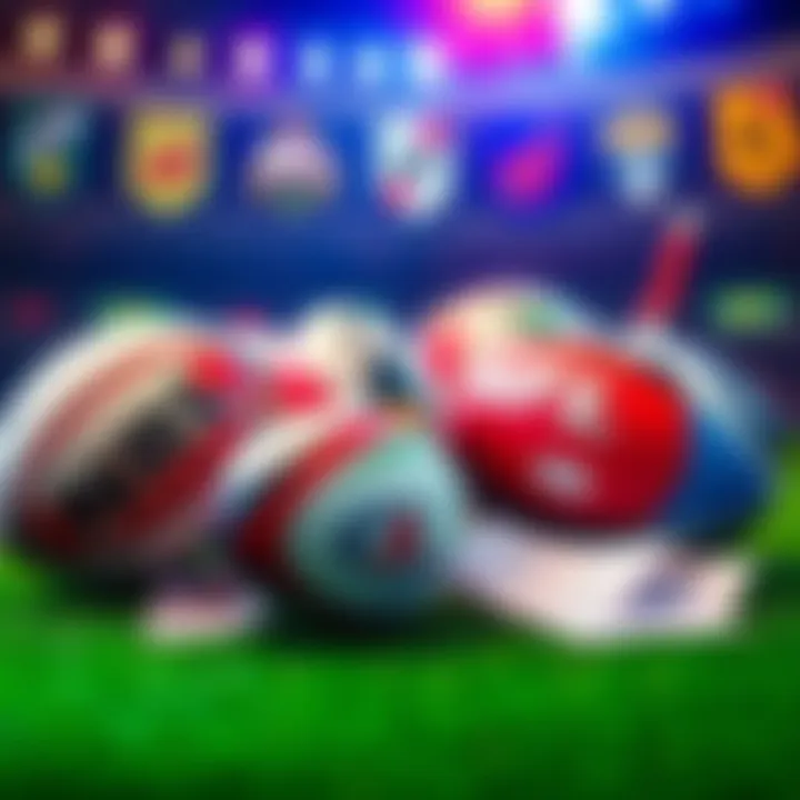 A colorful image showing rugby balls and betting slips on a table, with elements representing NRL, AFL, and Super League
