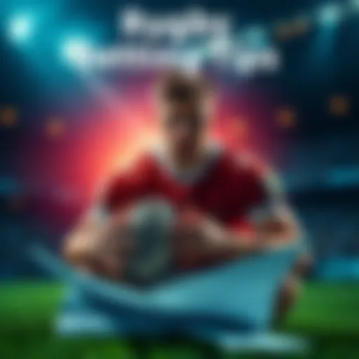 A rugby player preparing for a match, surrounded by betting slips and odds charts.