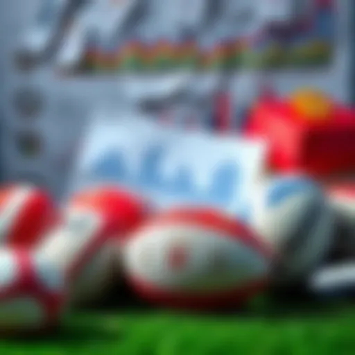 A collage of rugby balls and betting slips with charts in the background