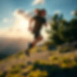 A runner sprinting on a scenic trail, showcasing the joy of running as a fitness trend