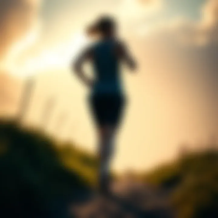 A runner stands on a trail, looking back with a thoughtful expression, symbolizing a life-changing moment after an intense race.