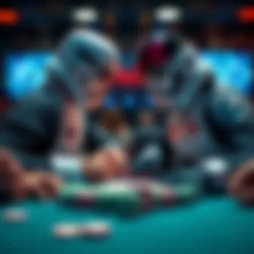 Ryan Depaulo and Tim Watts facing off at a poker table with chips and cards in front of them, creating a tense atmosphere before their match.