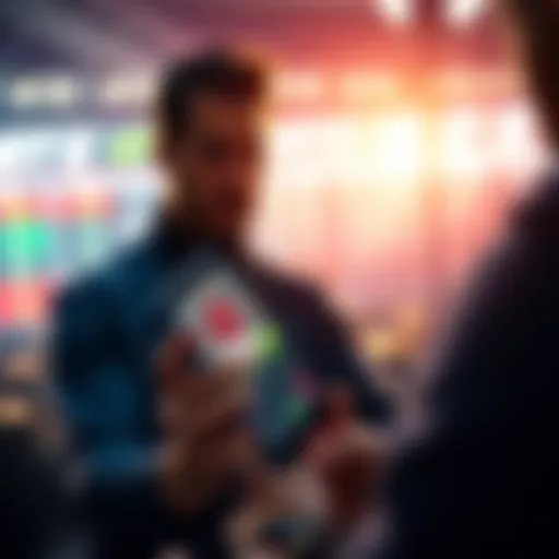 A person analyzing betting strategies on a smartphone with sports graphics on the screen