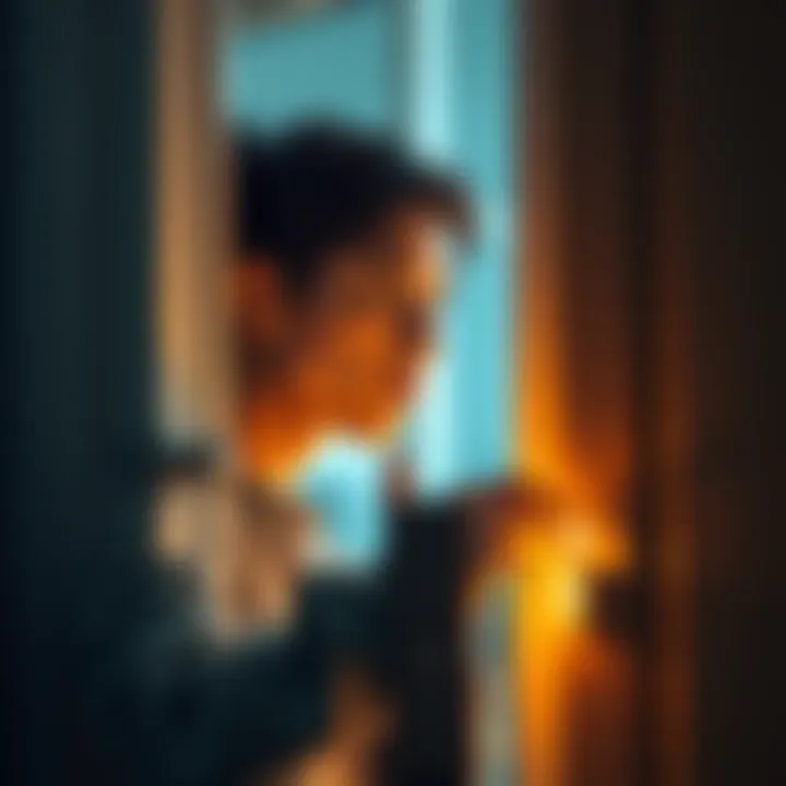 A person locking their door with a thoughtful expression, showing the importance of safety in daily routines.