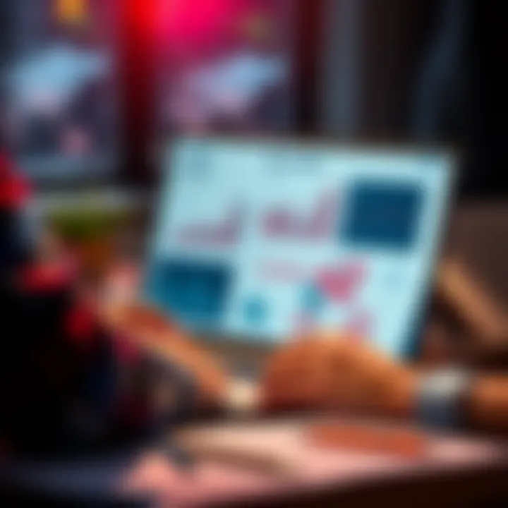 A person analyzing sales strategies on a laptop with charts and notes