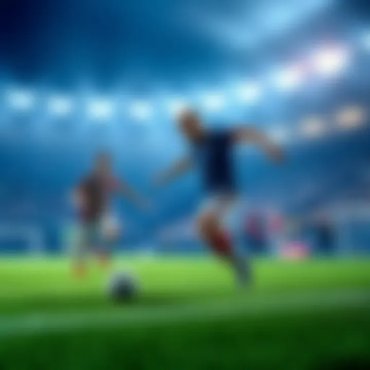 Football players competing on the field with fans in the background