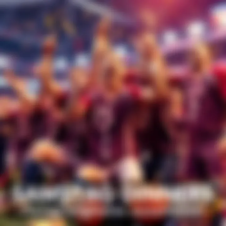Celebration of successful sports bets with players cheering and sports gear around