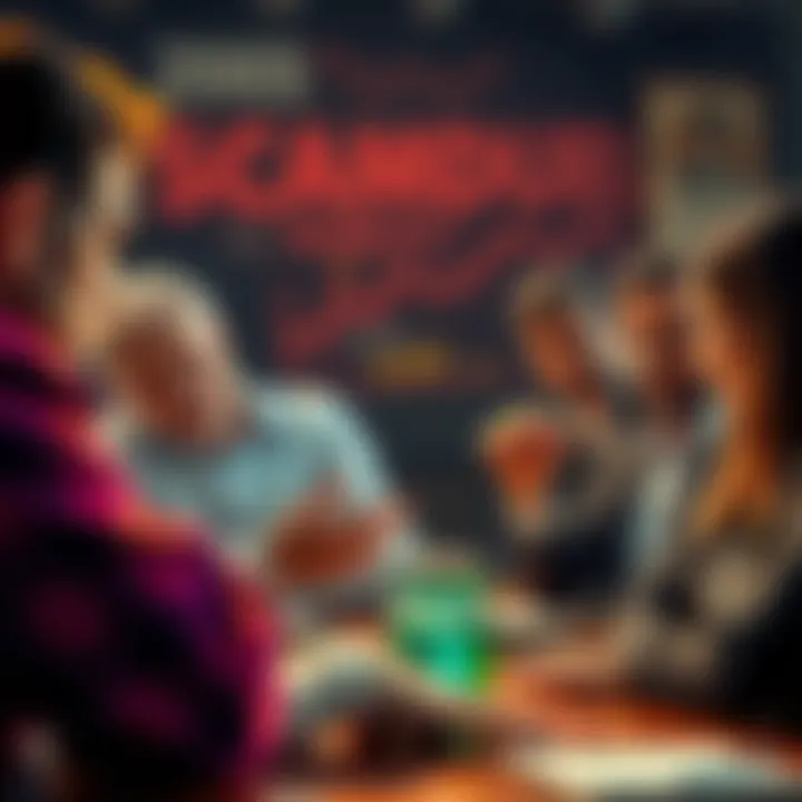 Frustrated people discussing legal action against Scamduel over payout issues and lack of transparency