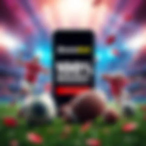 A promotional graphic showing the Score Bet App with a 100% boost for Super Bowl betting, featuring football elements and excitement.