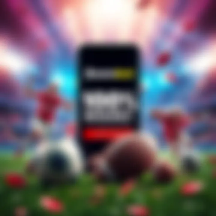 A promotional graphic showing the Score Bet App with a 100% boost for Super Bowl betting, featuring football elements and excitement.