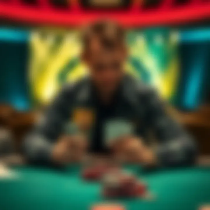 Scott Ball at Poker Table Scott Ball focused at a poker table during a high-stakes game, cards in hand, with chips stacked in front of him.