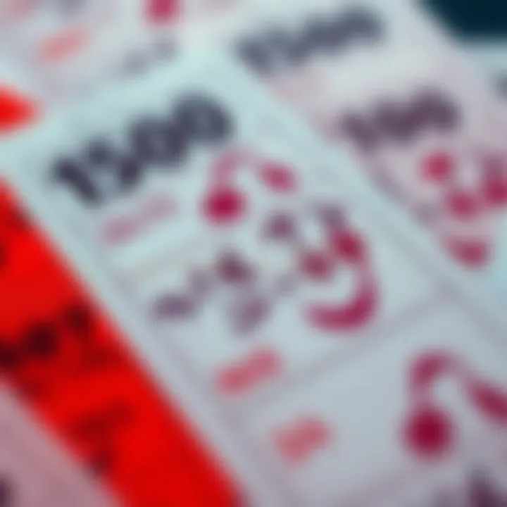 Scratch-off lottery tickets A close-up of scratch-off lottery tickets with some scratched areas showing winning amounts, illustrating the thrill of winning and the decision to stop playing after a win.