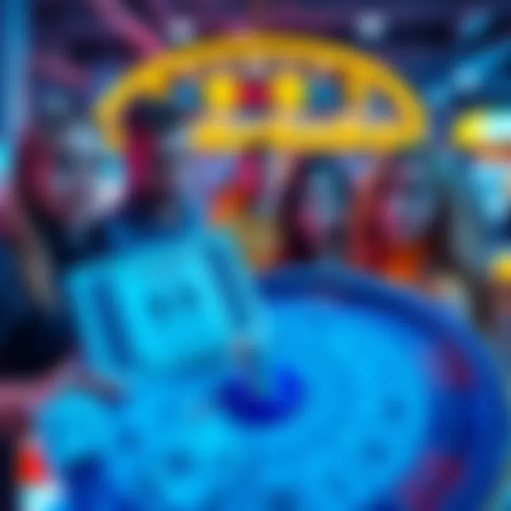 People looking disappointed at broken scratch-off tickets and a prize wheel