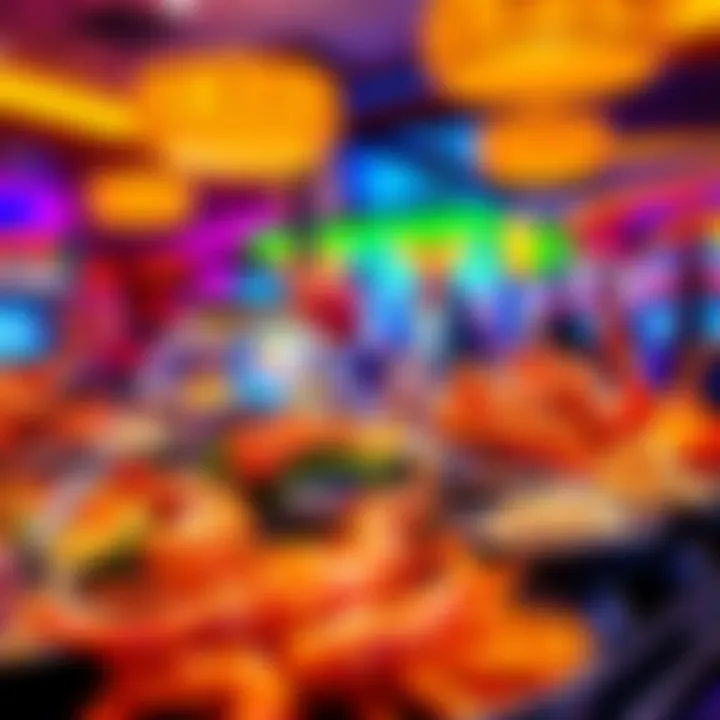 A vibrant seafood buffet spread with shrimp, crab legs, and sides at WinStar, OK, inviting people to gather and enjoy.