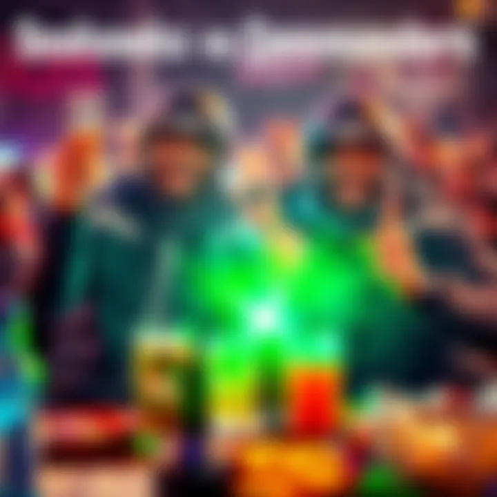 Two fans celebrating a successful bet on the Seahawks versus Commanders game, surrounded by drinks and snacks