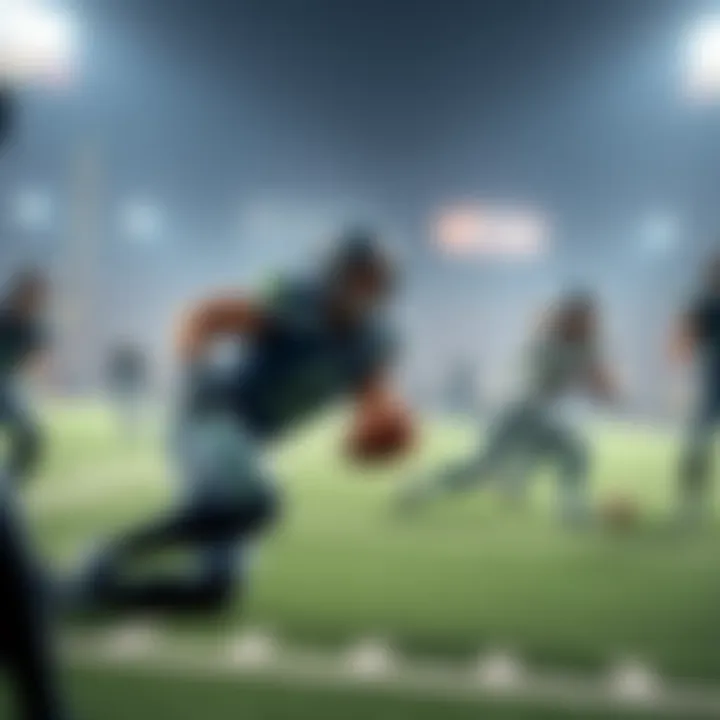 NFL players from the Seattle Seahawks and Washington Commanders on the field during a game