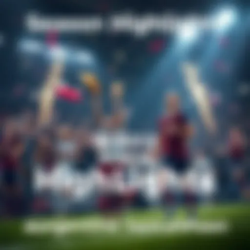 Celebration of key achievements in the sports season with fans cheering and players celebrating on the field.