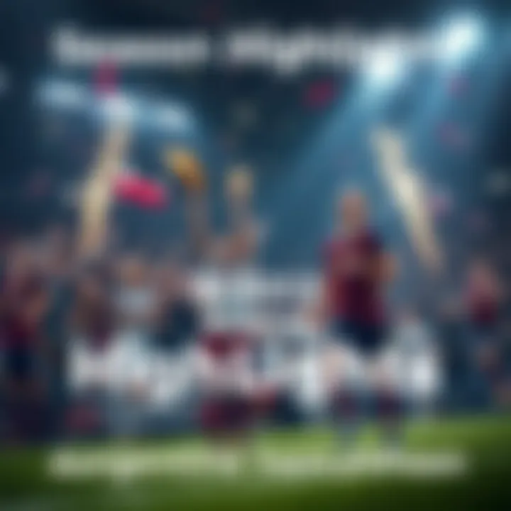 Celebration of key achievements in the sports season with fans cheering and players celebrating on the field.