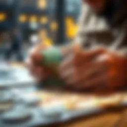 A person counting Euro banknotes with a focus on the amount secured, highlighting financial success.