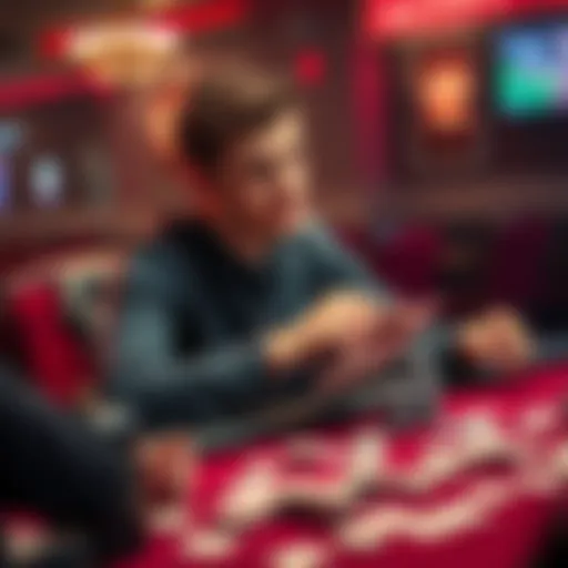 A person sitting at a gambling table looking contemplative, surrounded by cards and chips, symbolizing the search for meaning in loss and control.