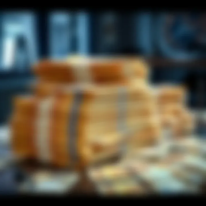 A large pile of Euro bills stacked on a table, representing a recent financial seizure by authorities.